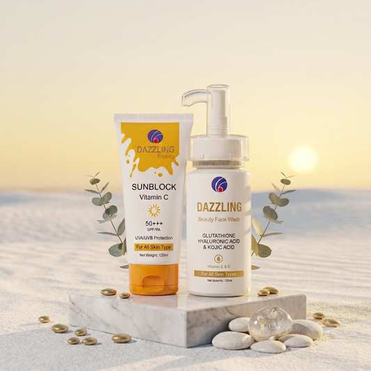 Dazzling Beauty Glowing Duo: Vitamin C Sunblock & Bright Face Wash