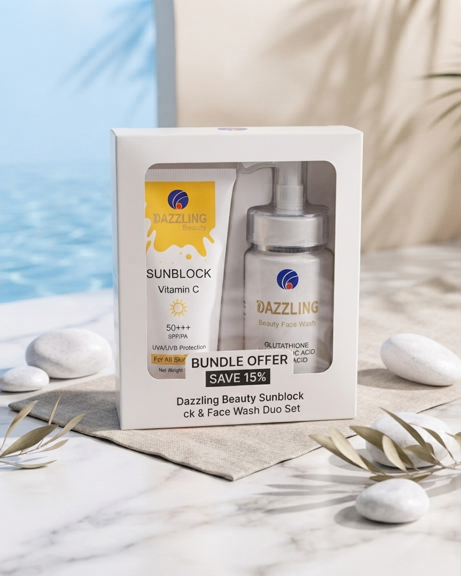 Dazzling Beauty Glowing Duo: Vitamin C Sunblock & Bright Face Wash
