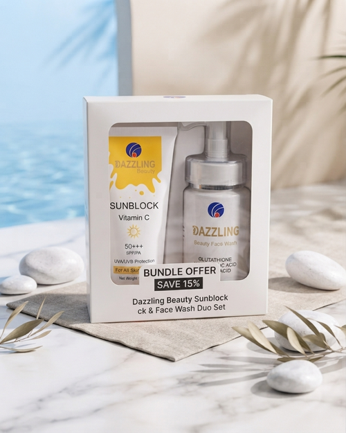Dazzling Beauty Glowing Duo: Vitamin C Sunblock & Bright Face Wash