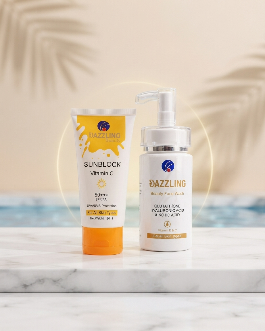 Dazzling Beauty Glowing Duo: Vitamin C Sunblock & Bright Face Wash